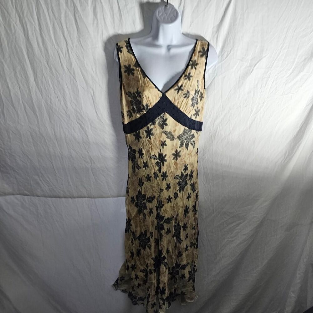 vintage y2k 2000s silk patterned whimsigoth fairy midi dress - Picture 2 of 6